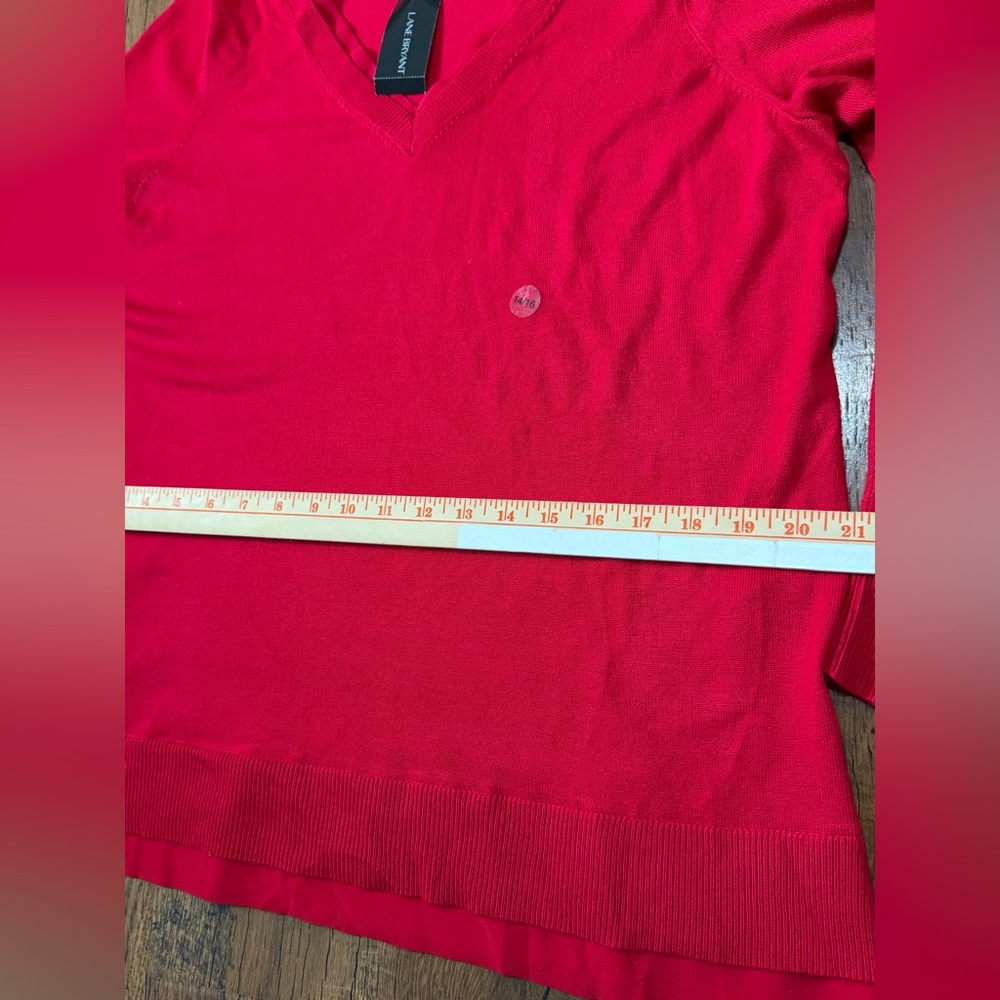Lane Bryant Women’s V-Neck Long Sleeve Blouse Red Women’s SZ 14/16 Rayon Nylon - Picture 6 of 14